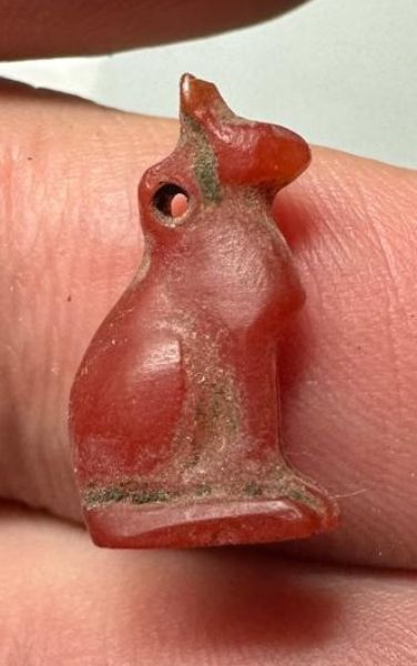 Picture of ANCIENT EGYPT -  BEAUTIFUL  CARNELIAN AMULET OF A CAT . NEW KINGDOM .1250 B.C. 