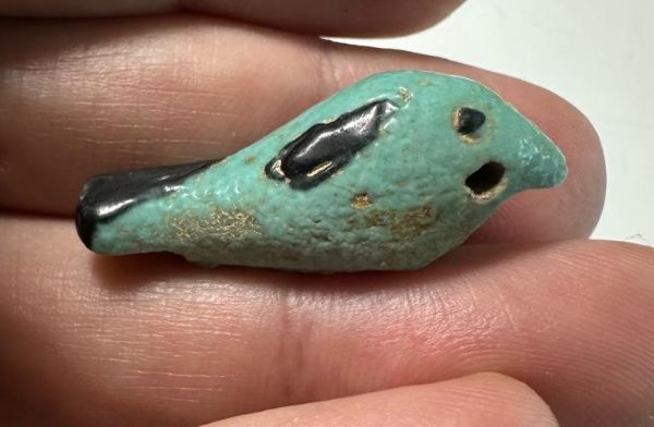 Picture of ANCIENT EGYPT.  BEAUTIFUL COLOR. GRECO - ROMAN - FAIENCE BIRD AMULET . 300 B.C - 100 A.D