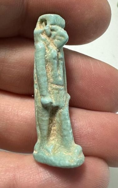 Picture of ANCIENT EGYPT.  BEAUTIFUL COLOR. GRECO - ROMAN - FAIENCE THOTH AMULET . 300 B.C - 100 A.D