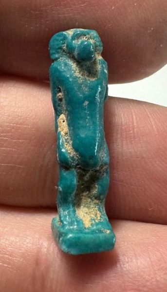 Picture of ANCIENT EGYPT.  BEAUTIFUL COLOR. GRECO - ROMAN - FAIENCE MONKEY AMULET . 300 B.C - 100 A.D