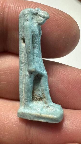 Picture of ANCIENT EGYPT.  BEAUTIFUL COLOR. GRECO - ROMAN - FAIENCE THOTH AMULET . 300 B.C - 100 A.D
