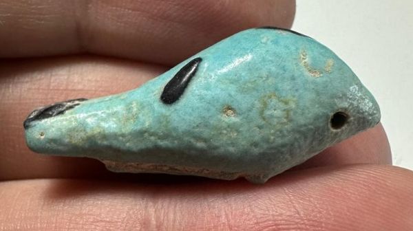 Picture of ANCIENT EGYPT.  BEAUTIFUL COLOR. GRECO - ROMAN - FAIENCE BIRD AMULET . 300 B.C - 100 A.D