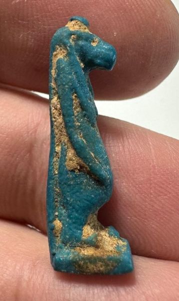 Picture of ANCIENT EGYPT.  BEAUTIFUL COLOR. GRECO - ROMAN - FAIENCE TAWERET AMULET . 300 B.C - 100 A.D
