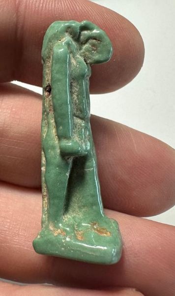 Picture of ANCIENT EGYPT.  BEAUTIFUL COLOR. GRECO - ROMAN - FAIENCE THOTH AMULET . 300 B.C - 100 A.D