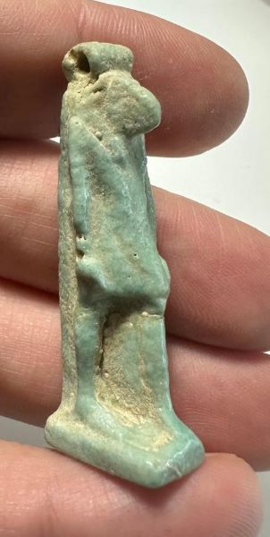 Picture of ANCIENT EGYPT.  BEAUTIFUL COLOR. GRECO - ROMAN - FAIENCE THOTH AMULET . 300 B.C - 100 A.D