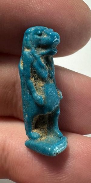 Picture of ANCIENT EGYPT.  BEAUTIFUL COLOR. GRECO - ROMAN - FAIENCE TAWERET AMULET . 300 B.C - 100 A.D
