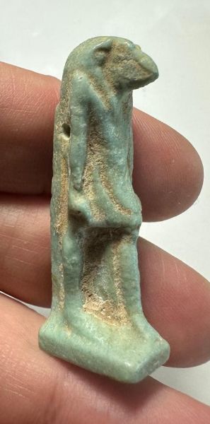 Picture of ANCIENT EGYPT.  BEAUTIFUL COLOR. GRECO - ROMAN - FAIENCE THOTH AMULET . 300 B.C - 100 A.D