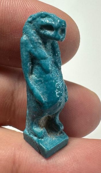 Picture of ANCIENT EGYPT.  BEAUTIFUL COLOR. GRECO - ROMAN - FAIENCE TAWERET AMULET . 300 B.C - 100 A.D