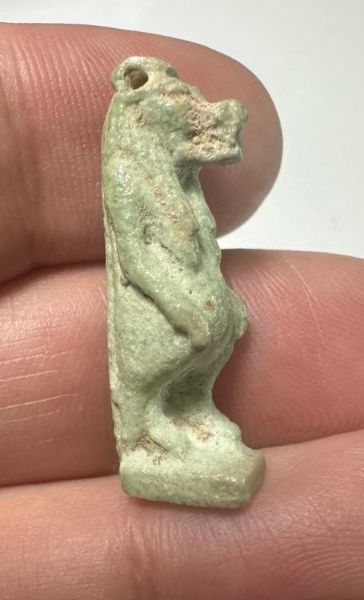 Picture of ANCIENT EGYPT.  BEAUTIFUL COLOR. GRECO - ROMAN - FAIENCE TAWERET AMULET . 300 B.C - 100 A.D