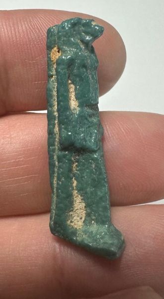 Picture of ANCIENT EGYPT.  BEAUTIFUL COLOR. GRECO - ROMAN - FAIENCE THOTH AMULET . 300 B.C - 100 A.D