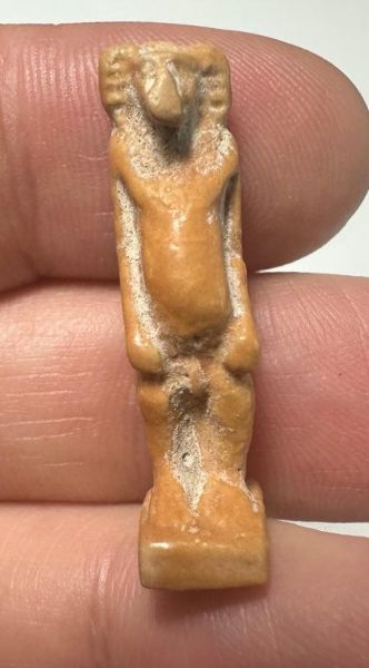 Picture of ANCIENT EGYPT.  BEAUTIFUL COLOR. GRECO - ROMAN - FAIENCE MONKEY AMULET . 300 B.C - 100 A.D