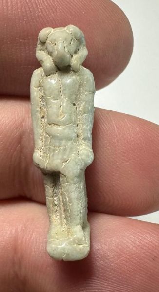 Picture of ANCIENT EGYPT.  BEAUTIFUL COLOR. GRECO - ROMAN - FAIENCE KHNUM AMULET . 300 B.C - 100 A.D