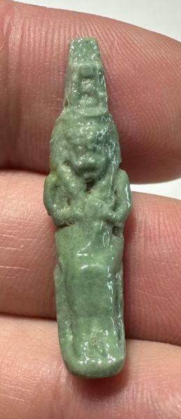 Picture of ANCIENT EGYPT.  BEAUTIFUL COLOR. GRECO - ROMAN - FAIENCE ISIS NURSING HORUS AMULET . 300 B.C - 100 A.D