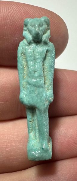 Picture of ANCIENT EGYPT.  BEAUTIFUL COLOR. GRECO - ROMAN - FAIENCE KHNUM AMULET . 300 B.C - 100 A.D