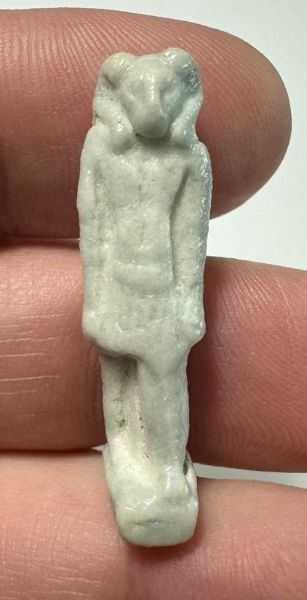 Picture of ANCIENT EGYPT.  BEAUTIFUL COLOR. GRECO - ROMAN - FAIENCE KHNUM AMULET . 300 B.C - 100 A.D