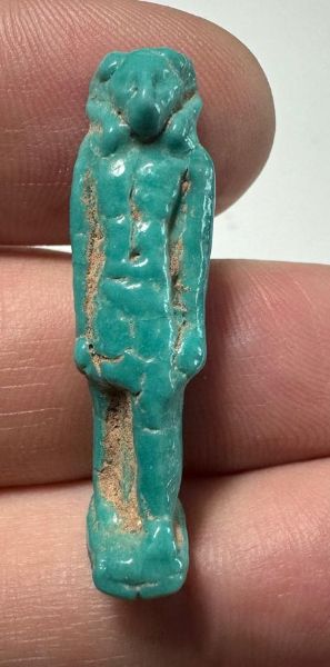 Picture of ANCIENT EGYPT.  BEAUTIFUL COLOR. GRECO - ROMAN - FAIENCE KHNUM AMULET . 300 B.C - 100 A.D