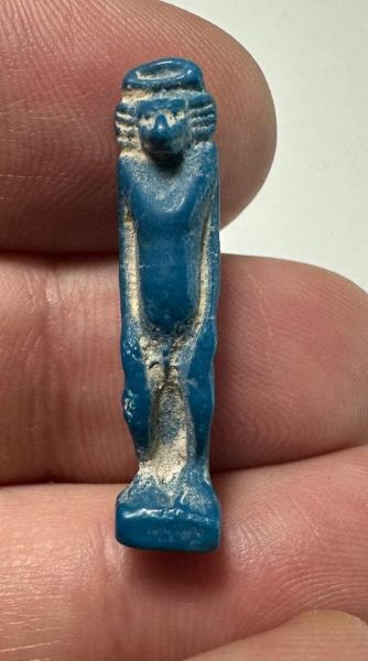 Picture of ANCIENT EGYPT.  BEAUTIFUL COLOR. GRECO - ROMAN - FAIENCE MONKEY AMULET . 300 B.C - 100 A.D