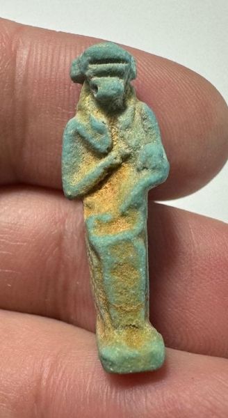 Picture of ANCIENT EGYPT.  BEAUTIFUL COLOR. GRECO - ROMAN - FAIENCE ISIS NURSING HORUS AMULET . 300 B.C - 100 A.D