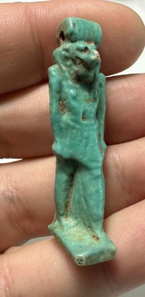Picture of ANCIENT EGYPT.  BEAUTIFUL COLOR. GRECO - ROMAN - LARGE FAIENCE THOTH AMULET . 300 B.C - 100 A.D
