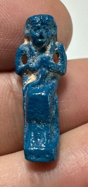 Picture of ANCIENT EGYPT.  BEAUTIFUL COLOR. GRECO - ROMAN - FAIENCE ISIS NURSING HORUS AMULET . 300 B.C - 100 A.D