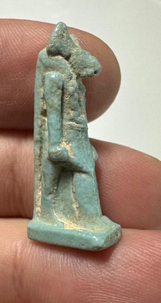 Picture of ANCIENT EGYPT.  BEAUTIFUL COLOR. GRECO - ROMAN - FAIENCE ANUBIS AMULET . 300 B.C - 100 A.D