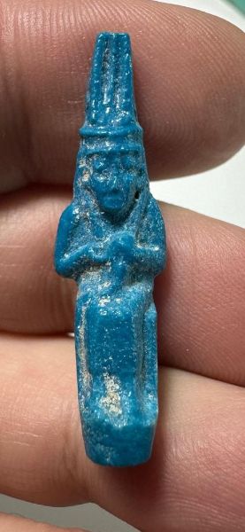 Picture of ANCIENT EGYPT.  BEAUTIFUL COLOR. GRECO - ROMAN - FAIENCE ISIS NURSING HORUS AMULET . 300 B.C - 100 A.D