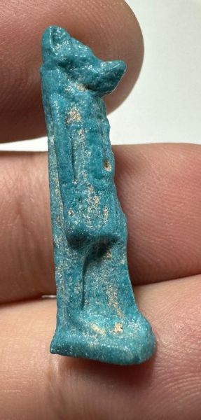 Picture of ANCIENT EGYPT.  BEAUTIFUL COLOR. GRECO - ROMAN - FAIENCE ANUBIS AMULET . 300 B.C - 100 A.D