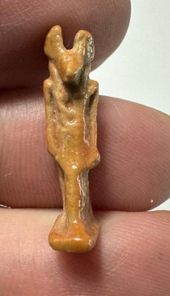 Picture of ANCIENT EGYPT.  BEAUTIFUL COLOR. GRECO - ROMAN - FAIENCE ANUBIS AMULET . 300 B.C - 100 A.D