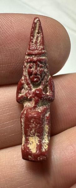 Picture of ANCIENT EGYPT.  BEAUTIFUL COLOR. GRECO - ROMAN - FAIENCE ISIS NURSING HORUS AMULET . 300 B.C - 100 A.D