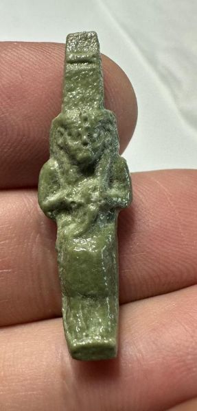 Picture of ANCIENT EGYPT.  BEAUTIFUL COLOR. GRECO - ROMAN - FAIENCE ISIS NURSING HORUS AMULET . 300 B.C - 100 A.D