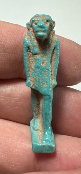 Picture of ANCIENT EGYPT.  BEAUTIFUL COLOR. GRECO - ROMAN - FAIENCE MONKEY ? AMULET . 300 B.C - 100 A.D
