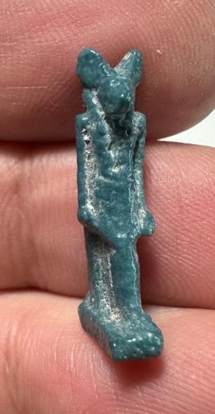 Picture of ANCIENT EGYPT.  VERY NICE COLOR. GRECO - ROMAN - FAIENCE ANUBIS AMULET . 300 B.C - 100 A.D