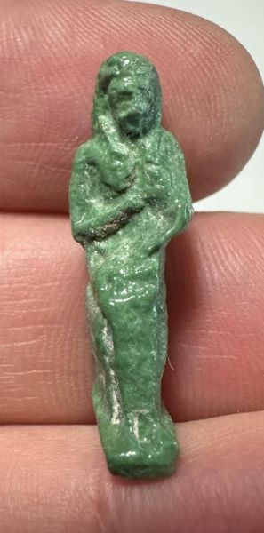 Picture of ANCIENT EGYPT.  BEAUTIFUL COLOR. GRECO - ROMAN - FAIENCE ISIS NURSING HORUS AMULET . 300 B.C - 100 A.D
