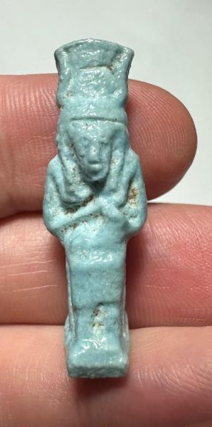 Picture of ANCIENT EGYPT.  BEAUTIFUL COLOR. GRECO - ROMAN - FAIENCE ISIS NURSING HORUS AMULET . 300 B.C - 100 A.D