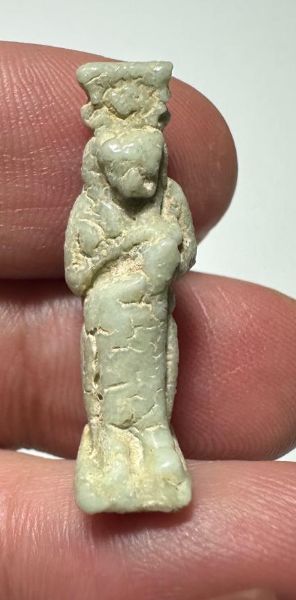 Picture of ANCIENT EGYPT.  BEAUTIFUL COLOR. GRECO - ROMAN - FAIENCE ISIS NURSING HORUS AMULET . 300 B.C - 100 A.D