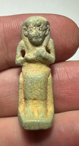 Picture of ANCIENT EGYPT.  BEAUTIFUL COLOR. GRECO - ROMAN - FAIENCE ISIS NURSING HORUS AMULET . 300 B.C - 100 A.D