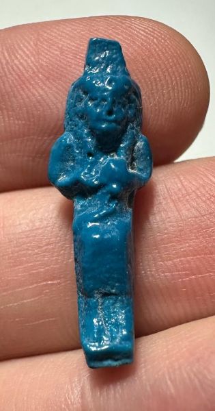 Picture of ANCIENT EGYPT.  BEAUTIFUL COLOR. GRECO - ROMAN - FAIENCE ISIS NURSING HORUS AMULET . 300 B.C - 100 A.D