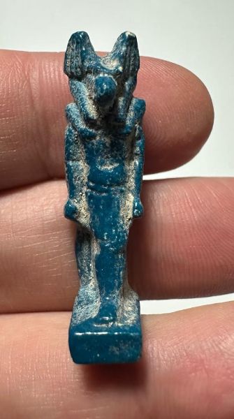 Picture of ANCIENT EGYPT.  BEAUTIFUL COLOR. GRECO - ROMAN - FAIENCE ANUBIS AMULET . 300 B.C - 100 A.D