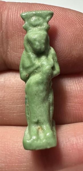 Picture of ANCIENT EGYPT.  BEAUTIFUL COLOR. GRECO - ROMAN - FAIENCE ISIS NURSING HORUS AMULET . 300 B.C - 100 A.D