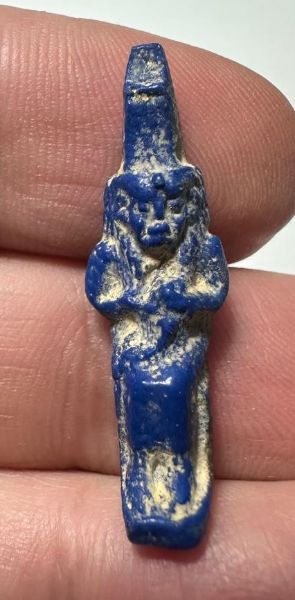 Picture of ANCIENT EGYPT.  BEAUTIFUL COLOR. GRECO - ROMAN - FAIENCE ISIS NURSING HORUS AMULET . 300 B.C - 100 A.D