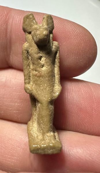 Picture of ANCIENT EGYPT.  BEAUTIFUL COLOR. GRECO - ROMAN - FAIENCE ANUBIS AMULET . 300 B.C - 100 A.D