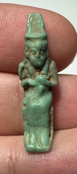 Picture of ANCIENT EGYPT.  BEAUTIFUL COLOR. GRECO - ROMAN - FAIENCE ISIS NURSING HORUS AMULET . 300 B.C - 100 A.D