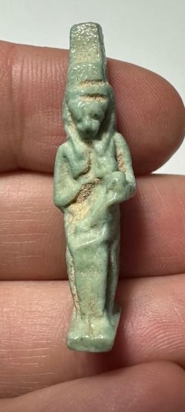 Picture of ANCIENT EGYPT.  BEAUTIFUL COLOR. GRECO - ROMAN - FAIENCE ISIS NURSING HORUS AMULET . 300 B.C - 100 A.D