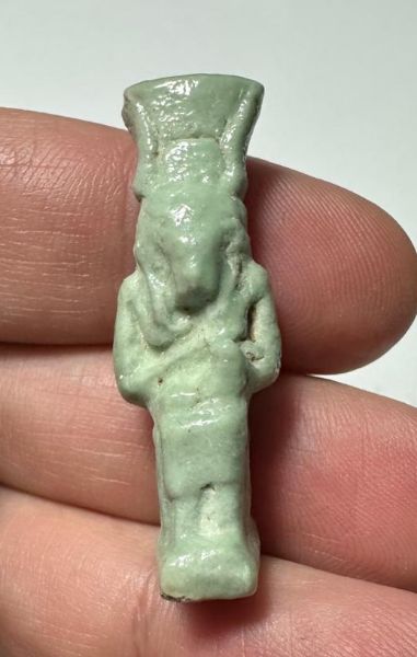 Picture of ANCIENT EGYPT.  BEAUTIFUL COLOR. GRECO - ROMAN - FAIENCE ISIS NURSING HORUS AMULET . 300 B.C - 100 A.D