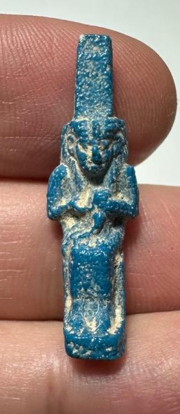 Picture of ANCIENT EGYPT.  BEAUTIFUL COLOR. GRECO - ROMAN - FAIENCE ISIS NURSING HORUS AMULET . 300 B.C - 100 A.D