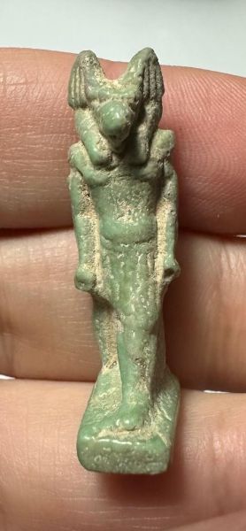Picture of ANCIENT EGYPT.  BEAUTIFUL COLOR. GRECO - ROMAN - FAIENCE ANUBIS AMULET . 300 B.C - 100 A.D