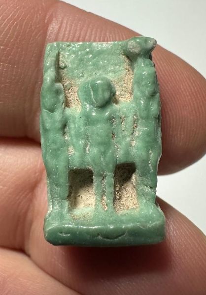 Picture of ANCIENT EGYPT. GRECO - ROMAN FAIENCE OSIRIAN TRIAD AMULET.  300 B.C - 100 A.D