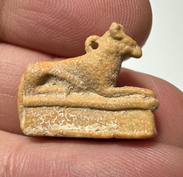 Picture of ANCIENT EGYPT.  BEAUTIFUL COLOR. GRECO - ROMAN - FAIENCE ANUBIS AMULET . 300 B.C - 100 A.D