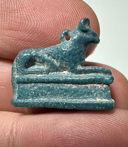 Picture of ANCIENT EGYPT.  BEAUTIFUL COLOR. GRECO - ROMAN - FAIENCE ANUBIS AMULET . 300 B.C - 100 A.D