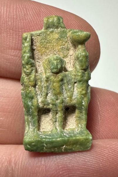Picture of ANCIENT EGYPT. GRECO - ROMAN FAIENCE OSIRIAN TRIAD AMULET.  300 B.C - 100 A.D